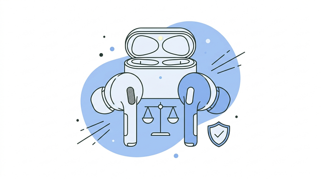 AirPods Pro 2 vs AirPods Pro 3 - illustratie van twee oortjes met weegschaal