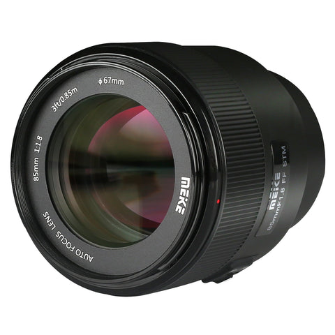 Meike 85mm f/1.8 AF STM objectief voor Sony E-mount, zwart, voorkant met frontlens