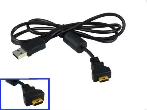 Casio USB-datakabel voor Casio Exilim EX-Z70, EX-Z1000 en EX-S600, zwart, met close-up van de camerastekker, tweedehands