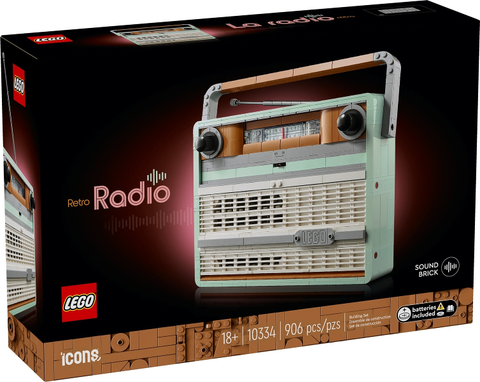LEGO Icons Retro Radio 10334, doos voorkant met de retroradio