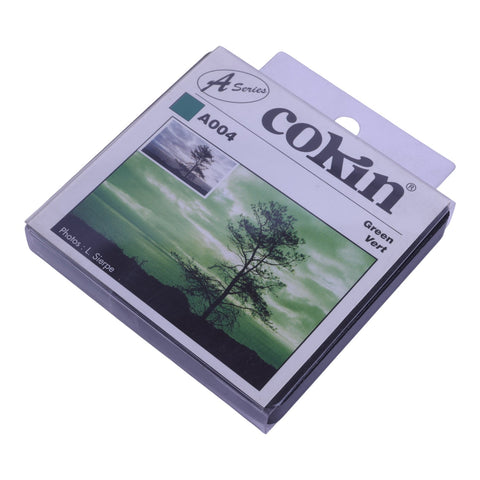Cokin A Series Green filter A004 groen, doos voorkant met groen landschap en boom, nieuw in verpakking