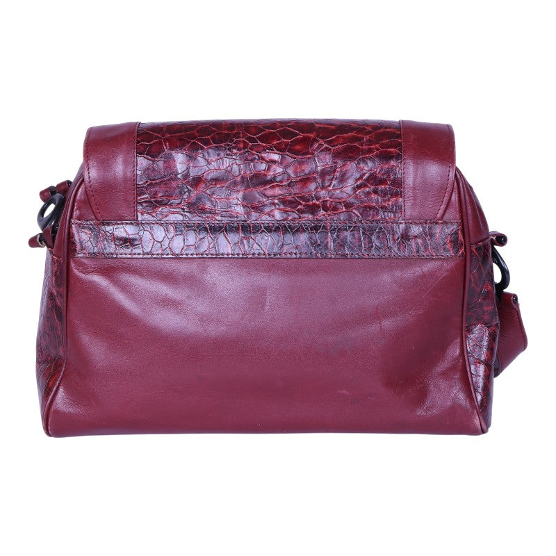 Leren Crossbody Tas met Croco-Print - Bordeaux