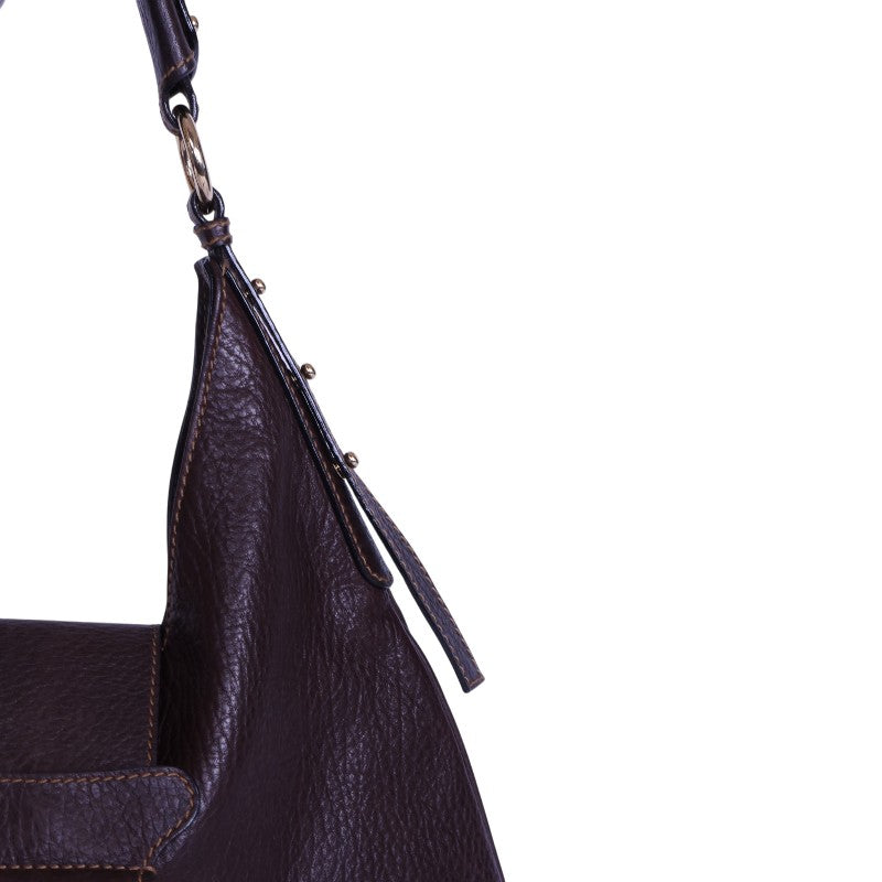 D-Ring Hobo Tas Bruin Leer