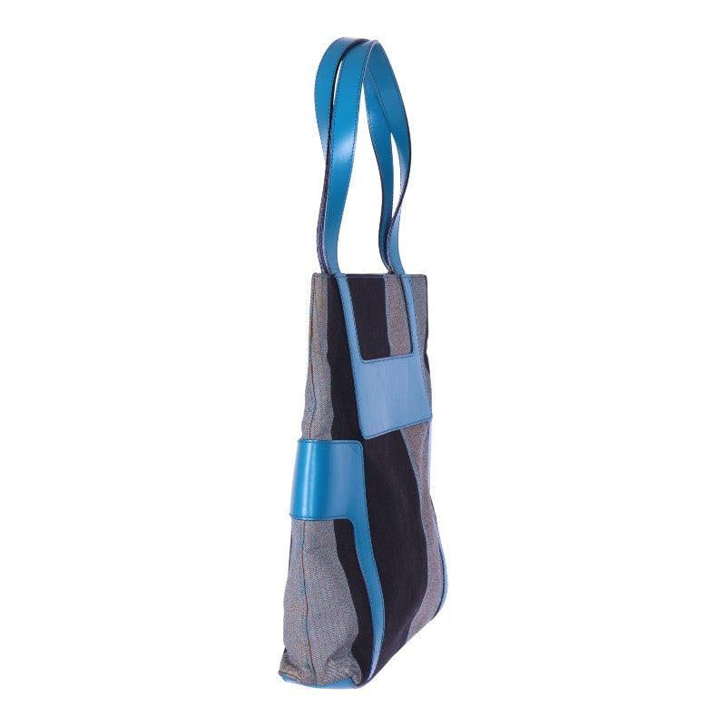 4G Shopper Gestreept Canvas Turquoise