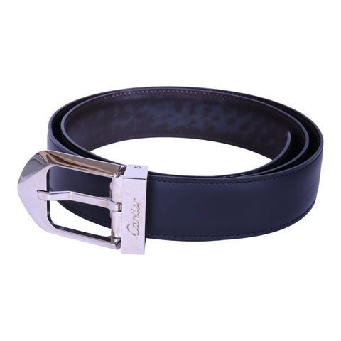 Reversible Leren Riem Zwart/Bruin - Zilverkleurige Gesp