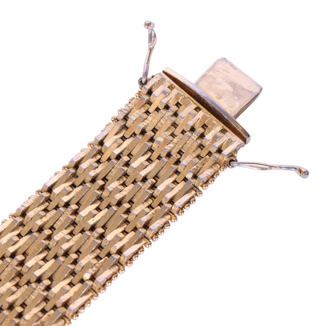 Geweven Mesh-Schakelarmband met Kraalrand - Verguld
