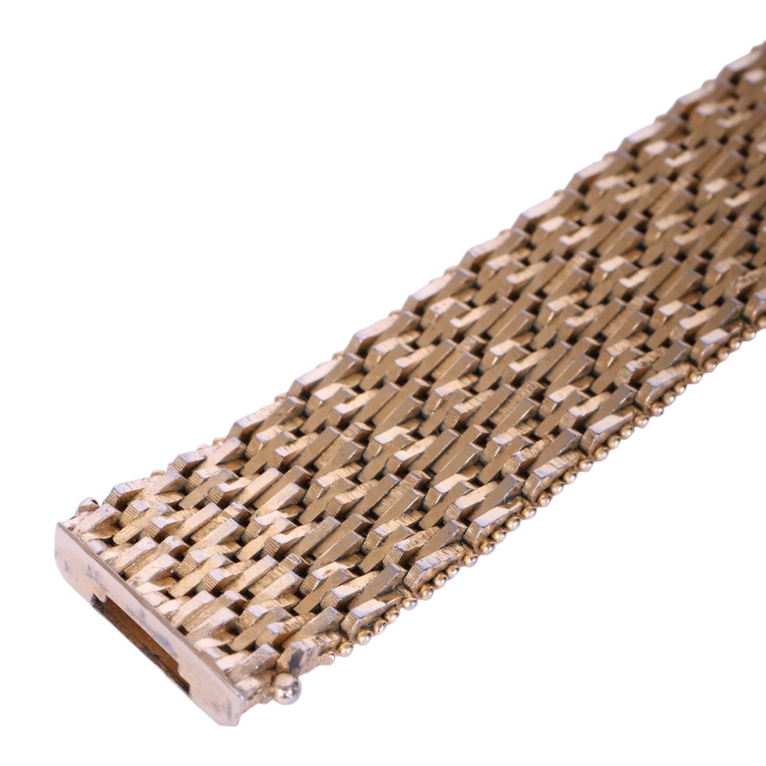 Geweven Mesh-Schakelarmband met Kraalrand - Verguld