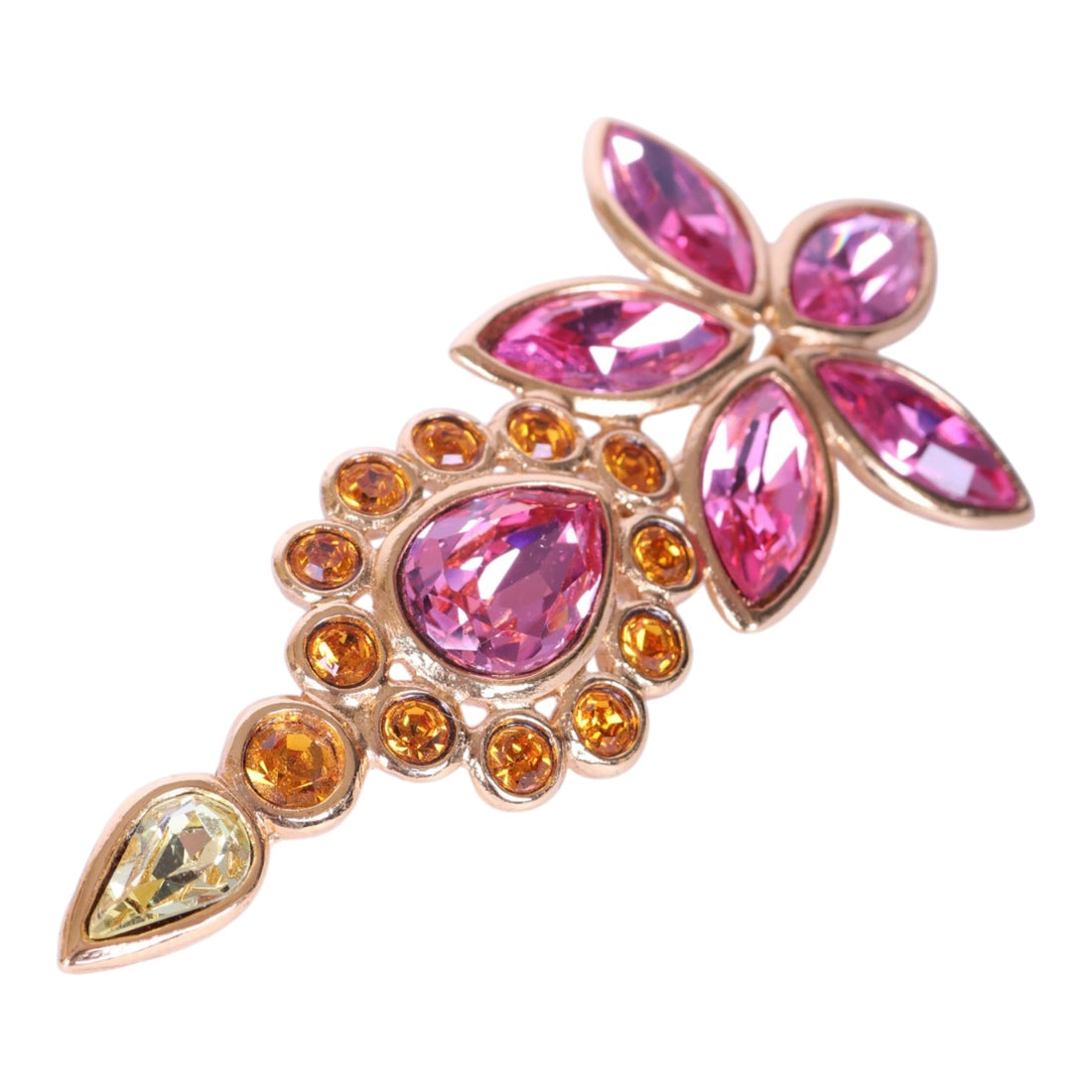 Bloemtak Broche Fuchsia Kristal