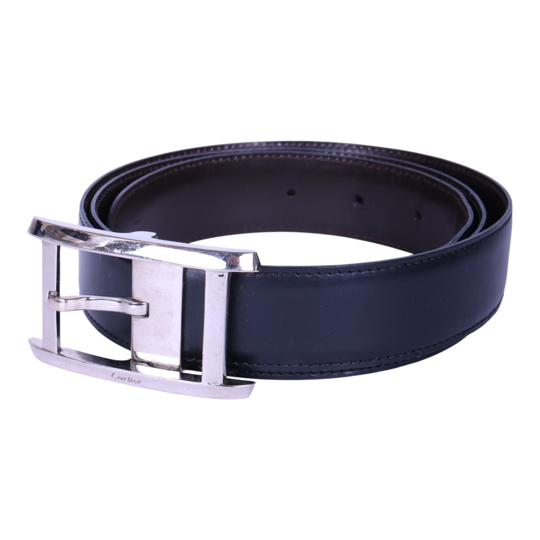 Tank Reversible Leren Riem Zwart/Bruin - Zilverkleurige Gesp