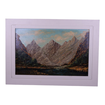 Berglandschap met Rivier - Zuid-Afrika - Olieverf op Board