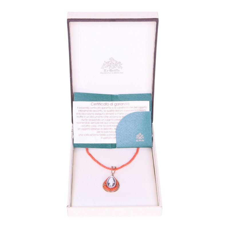 Koralen Ketting met Camee-Hanger - Goud