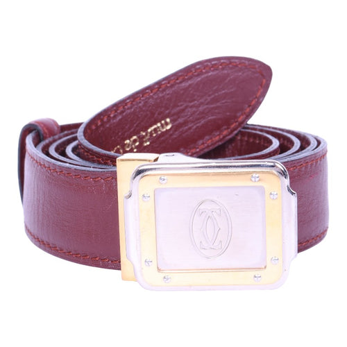 Must Riem Bordeaux Leer - Two-Tone Plaque Gesp