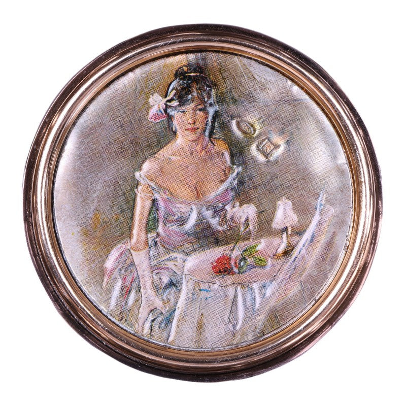 Verzilverde Decoratieschaal met Dame-medaillon - Italie