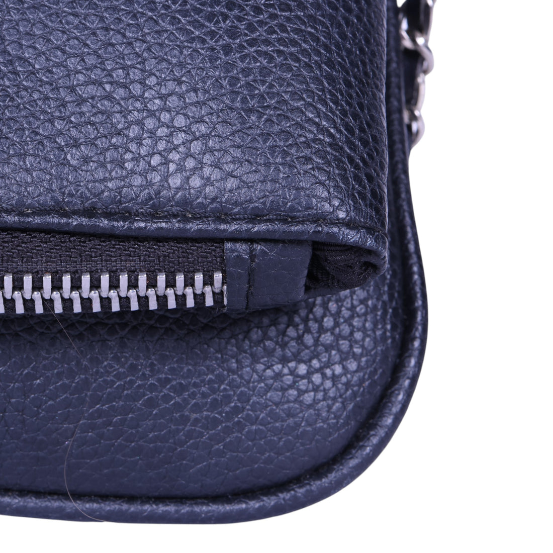 Rock Grained Leather Clutch - Navy