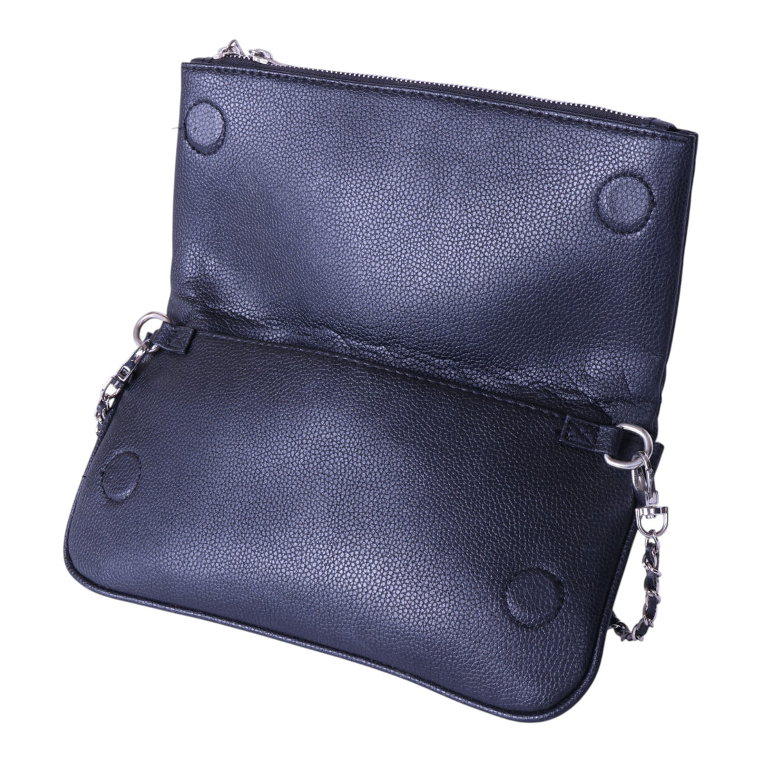 Rock Grained Leather Clutch - Navy
