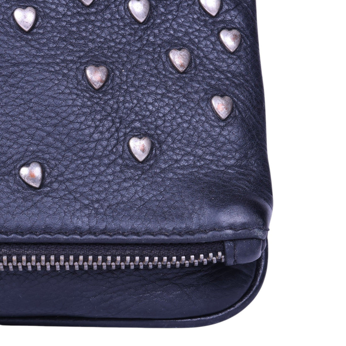 Rock Clutch Zwart Leer met Hartstuds