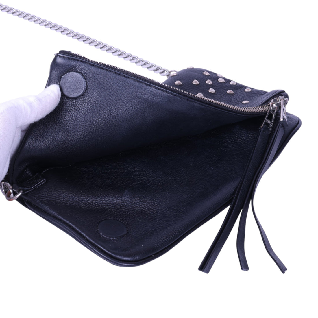 Rock Clutch Zwart Leer met Hartstuds