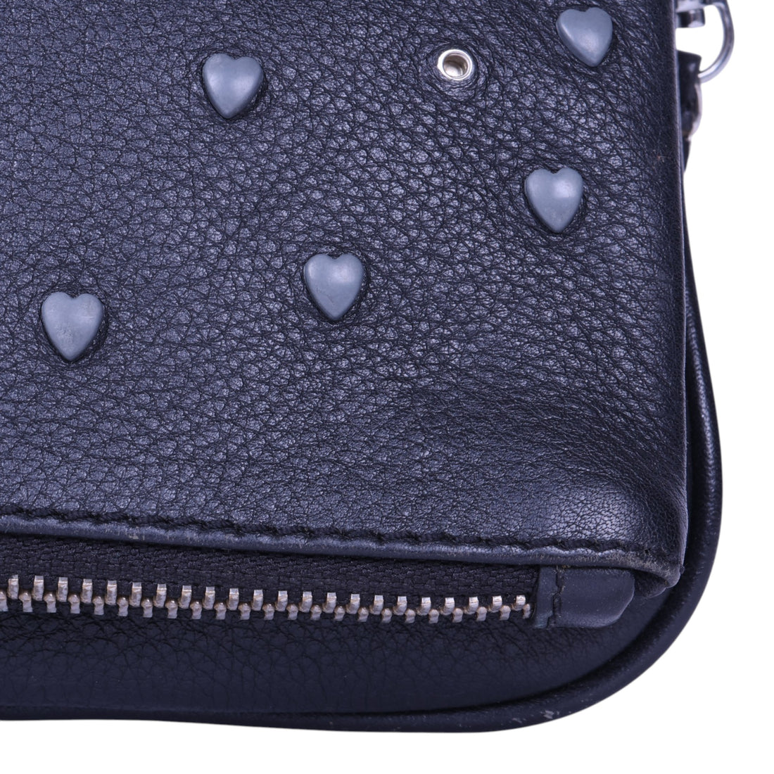 Rock Clutch Zwart Leer met Hartstuds