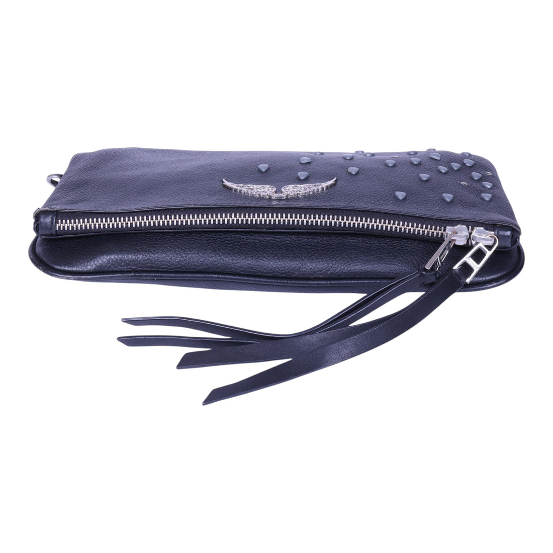 Rock Clutch Zwart Leer met Hartstuds