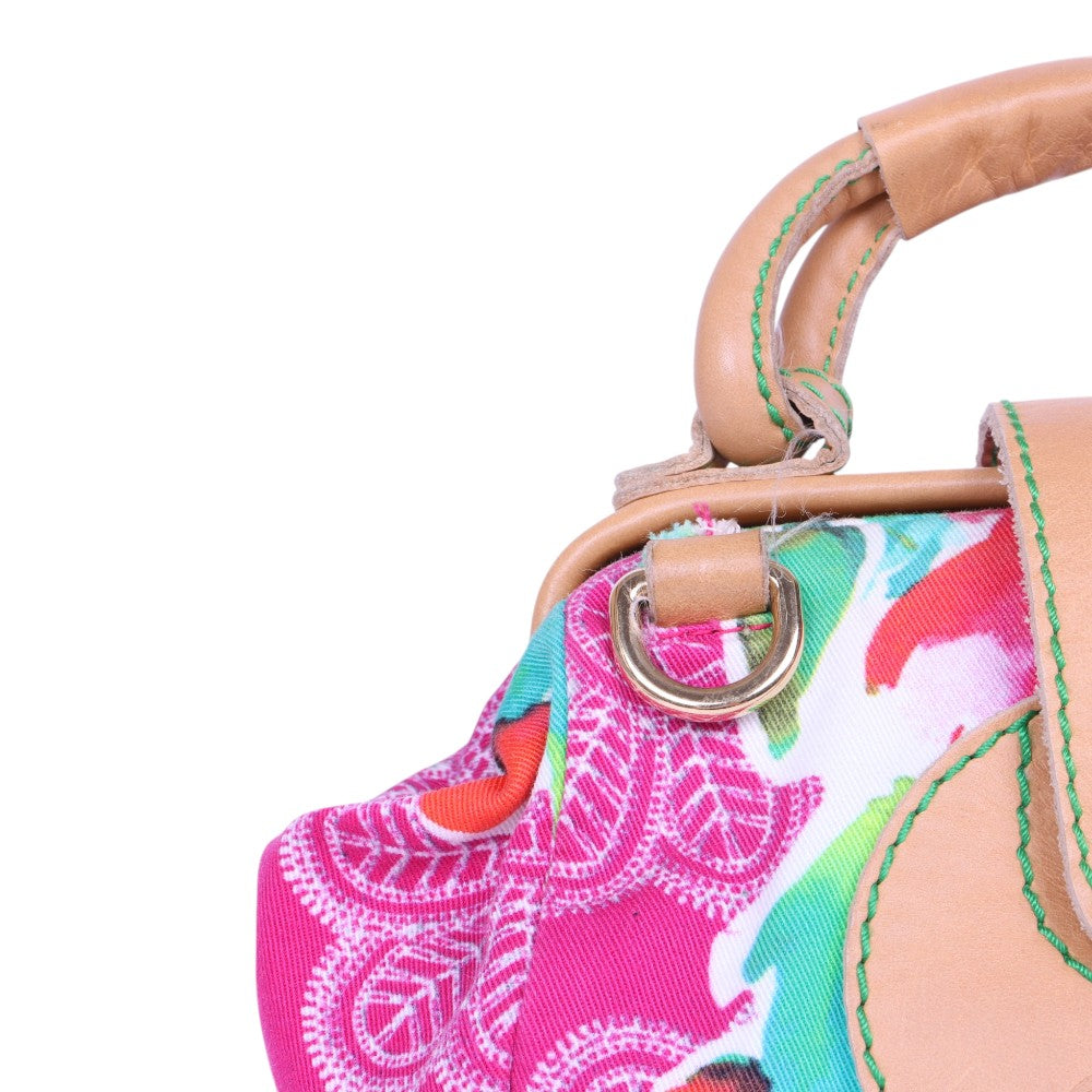 Doctor Tas Bloemenprint Canvas Multicolor met Kettinghengsel