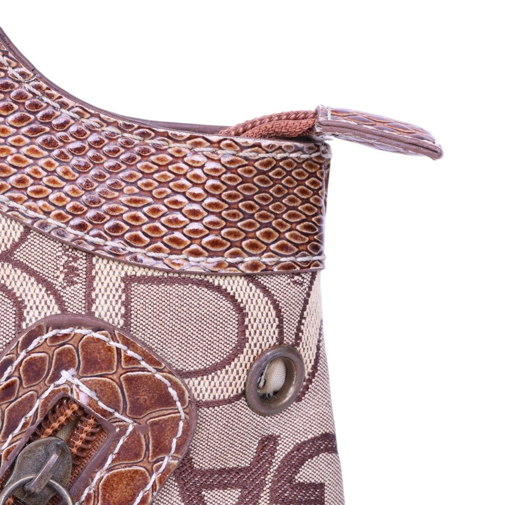 Logo Schoudertas Monogram Canvas Roze met Studs