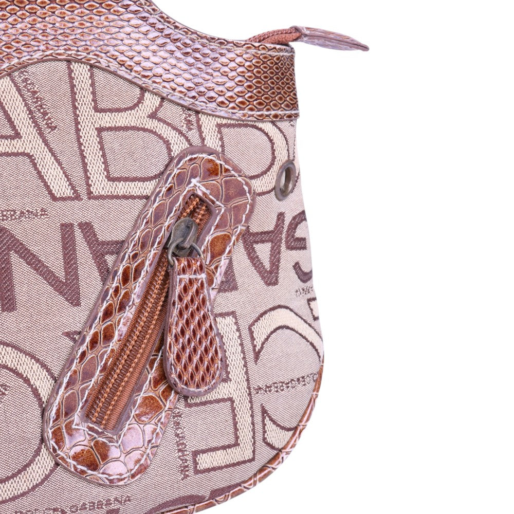 Logo Schoudertas Monogram Canvas Roze met Studs