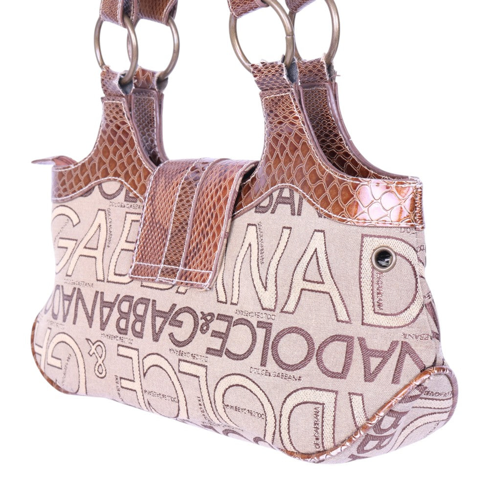 Logo Schoudertas Monogram Canvas Roze met Studs