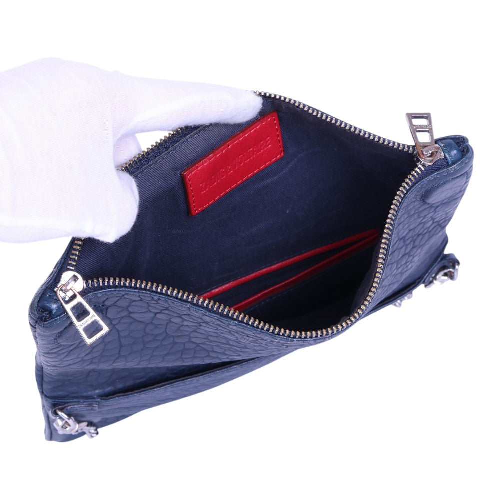 Rock Bubble Leather Crossbody - Navy