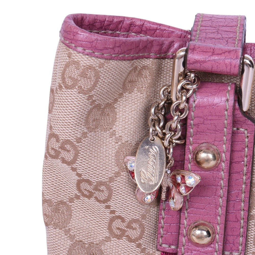 Jolicoeur Tote GG Canvas Roze met Vlinderbedel