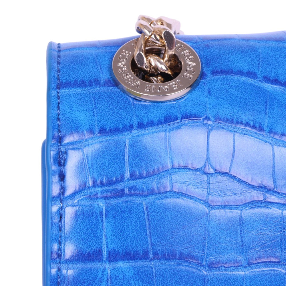 Croco Schoudertas met Logo-Medaillon - Kobaltblauw