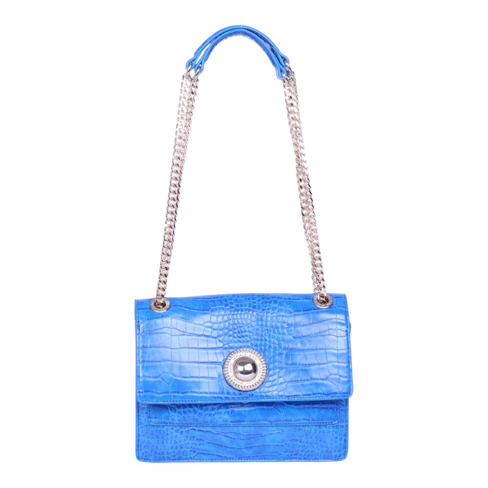 Croco Schoudertas met Logo-Medaillon - Kobaltblauw