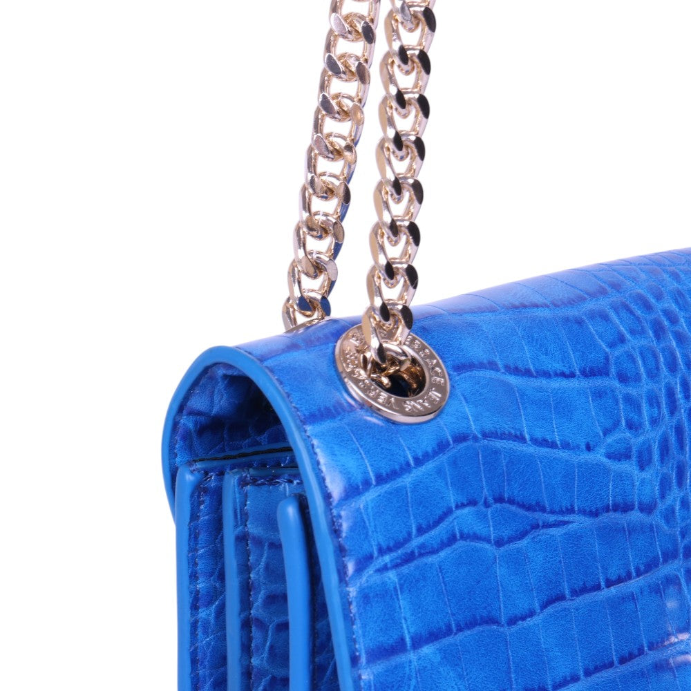 Croco Schoudertas met Logo-Medaillon - Kobaltblauw