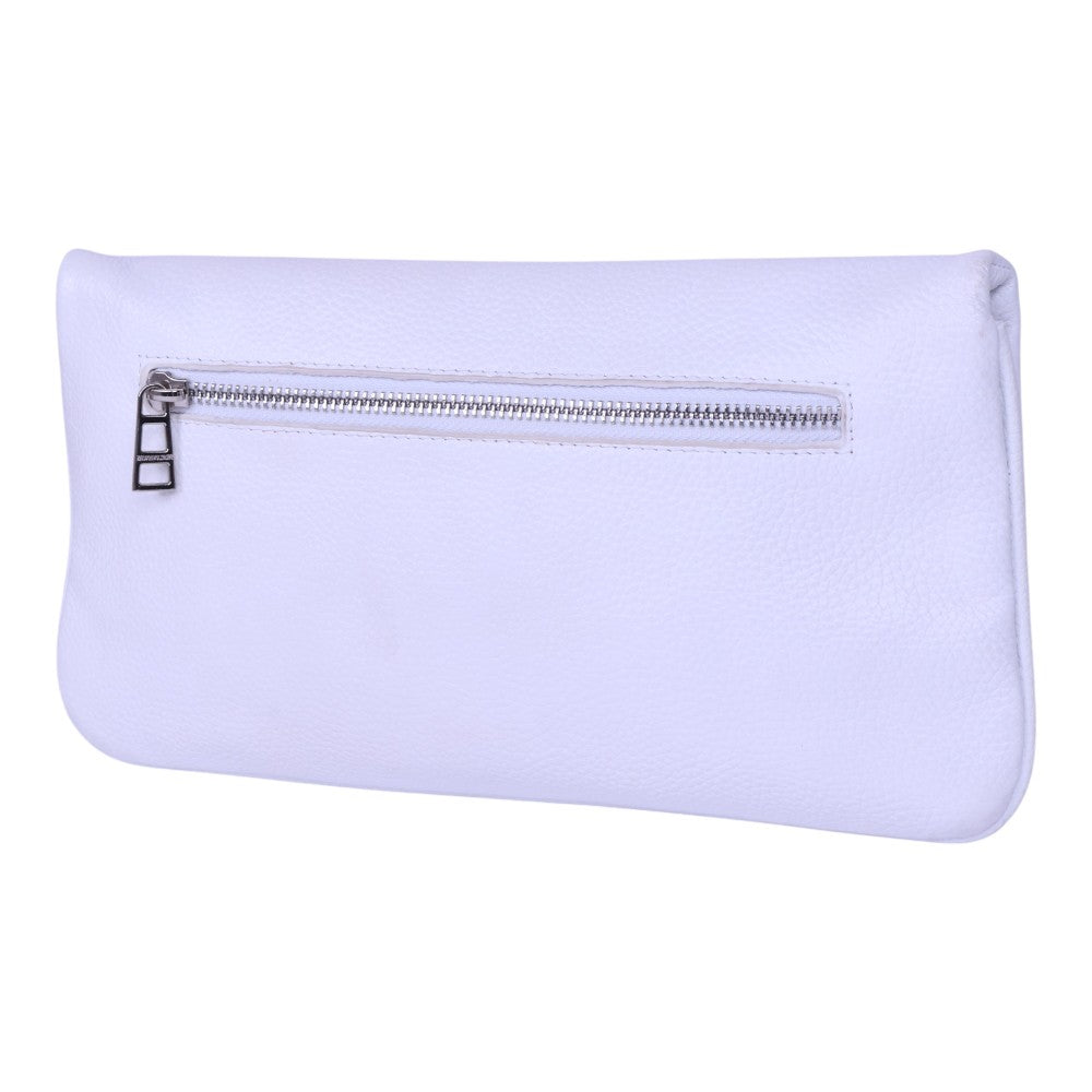 Rock Grained Leather Clutch - Wit