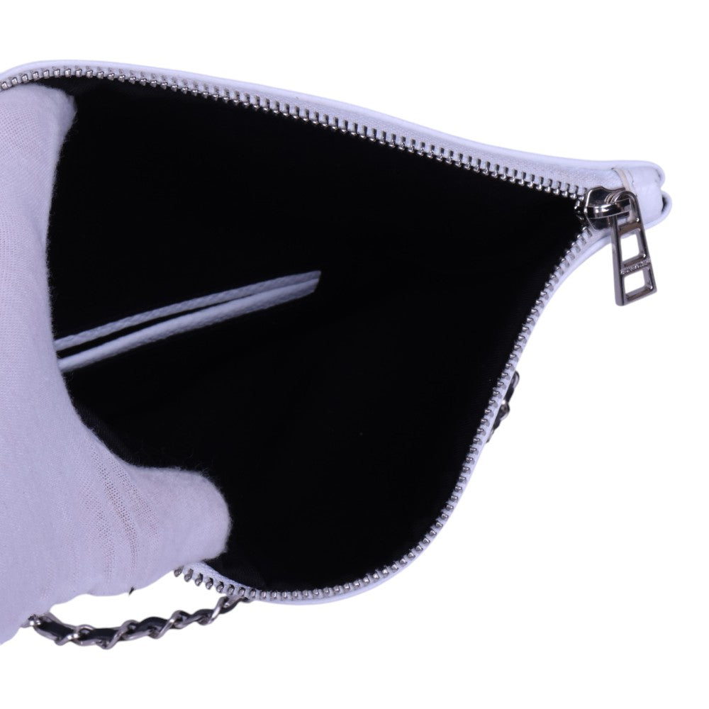 Rock Grained Leather Clutch - Wit