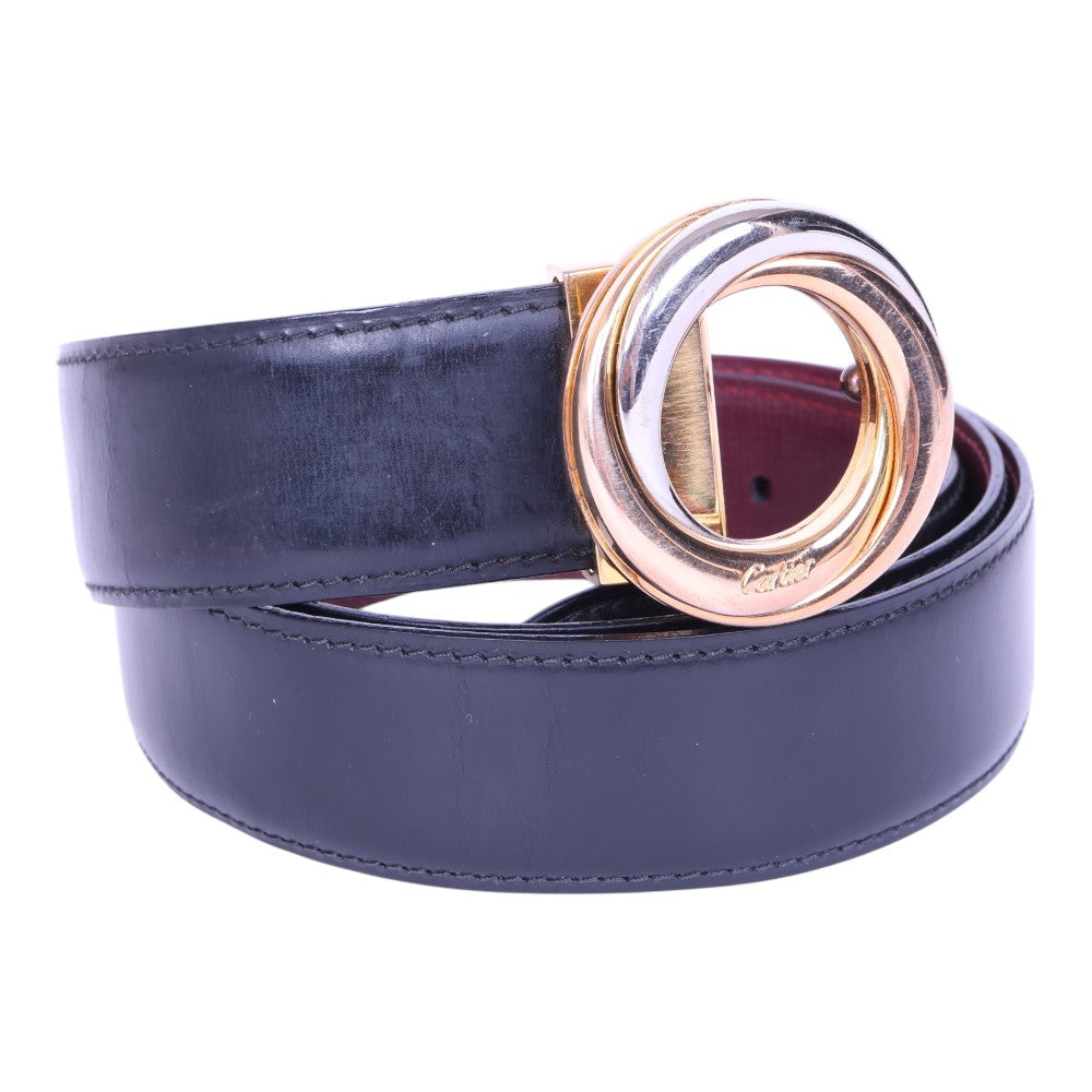 Trinity Reversible Leren Riem Zwart/Bordeaux - Drie-Ringen Gesp