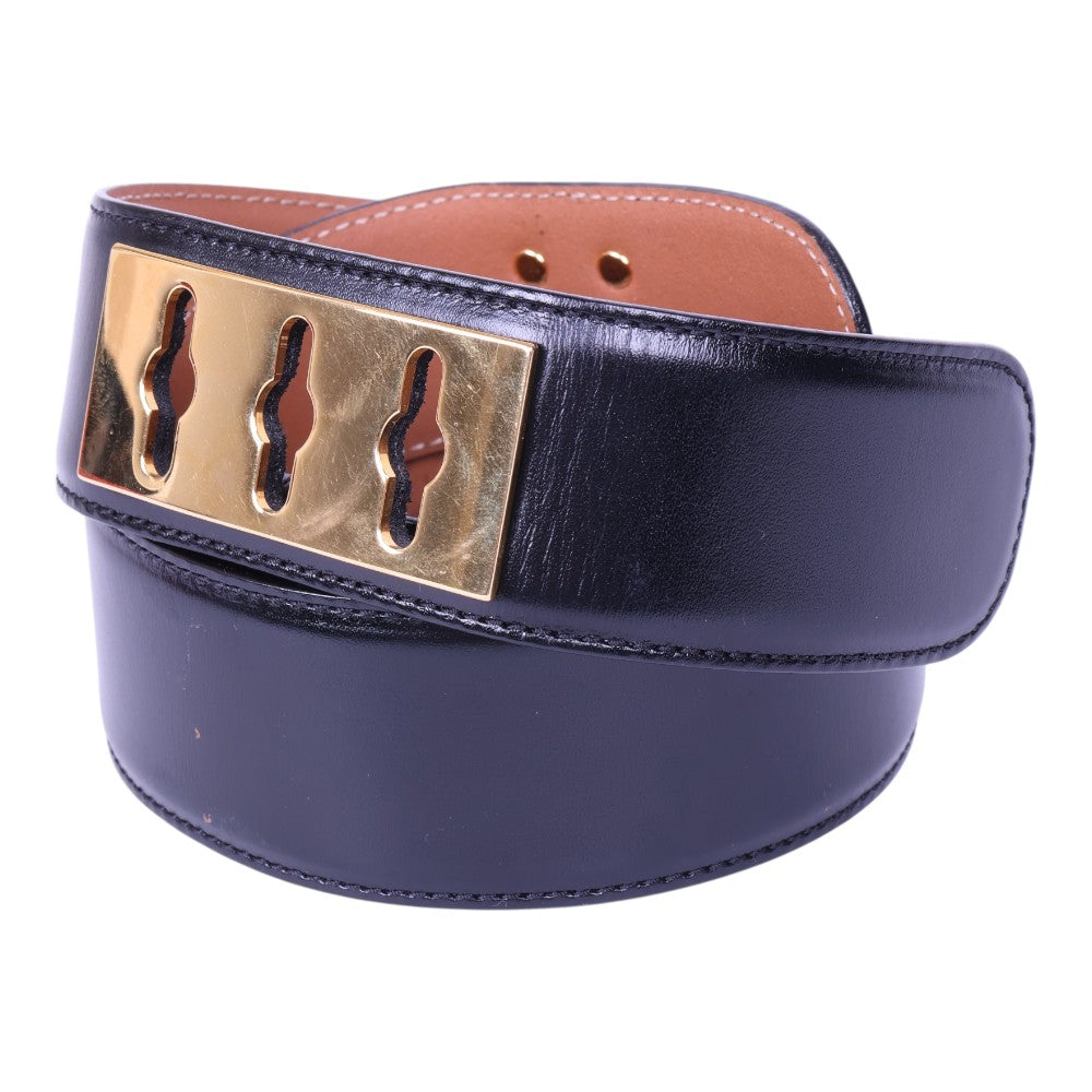Collier de Chien Riem - Zwart Leer - Maat 80