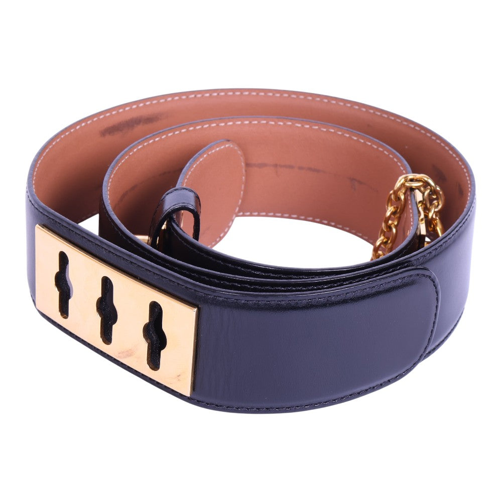Collier de Chien Riem - Zwart Leer - Maat 80