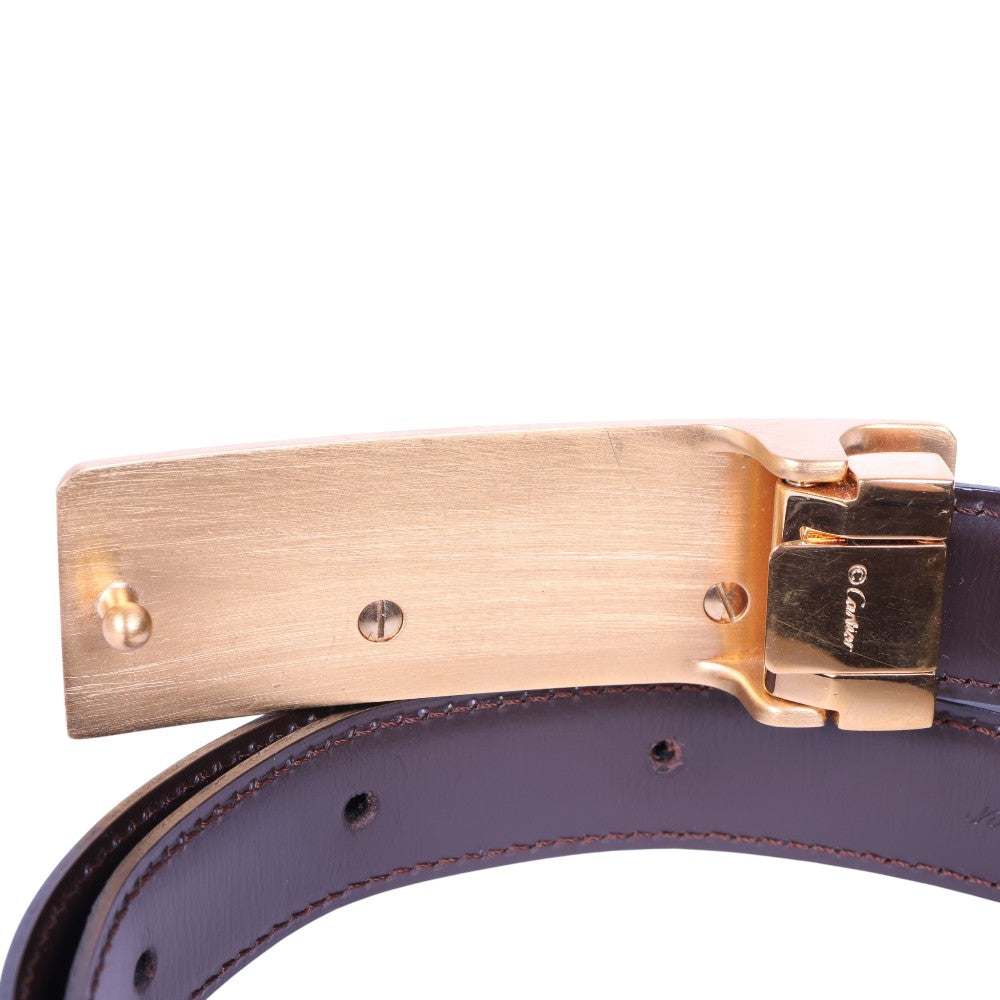 Panthère Reversible Leren Riem Zwart/Bruin - Goudkleurige Gesp