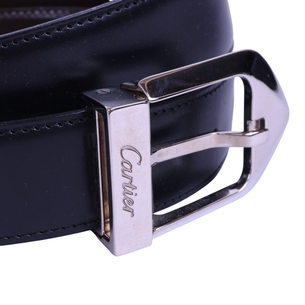 Reversible Leren Riem Zwart/Bruin - Zilverkleurige Gesp