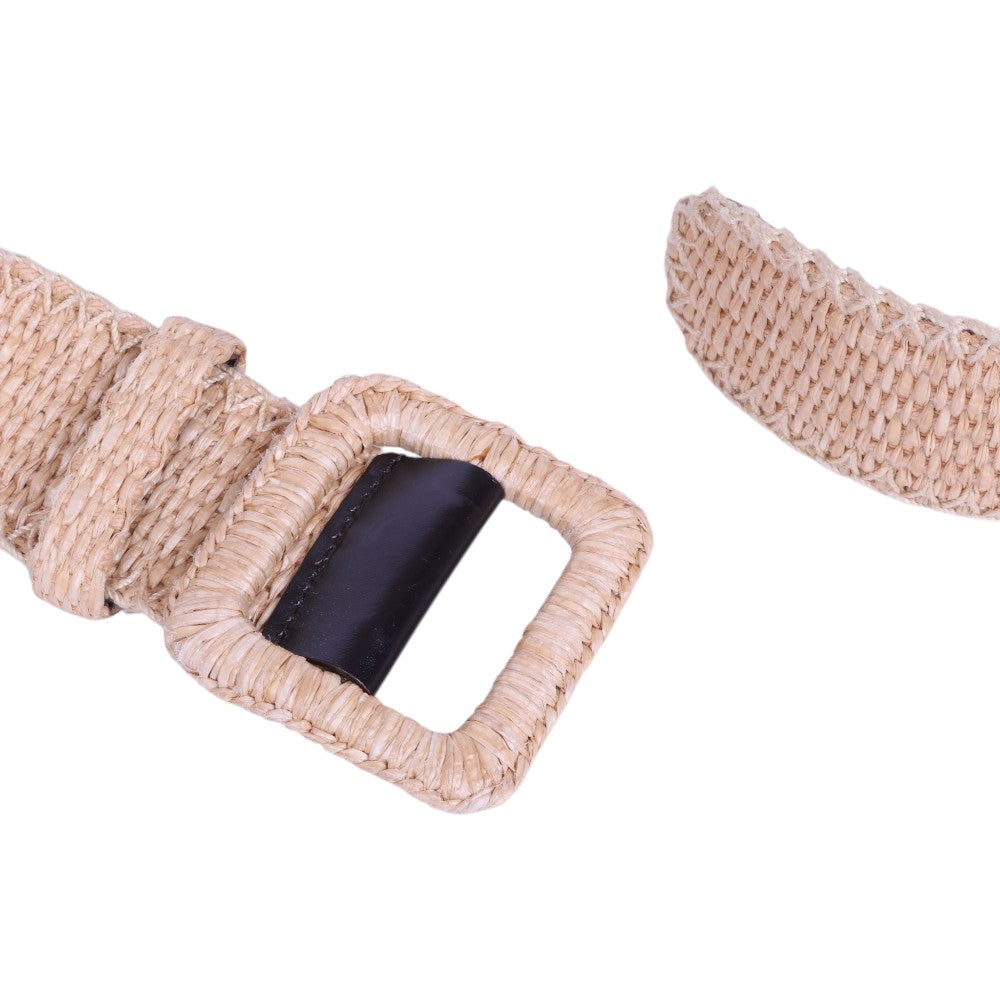 Raffia Riem Naturel met Vierkante Gesp