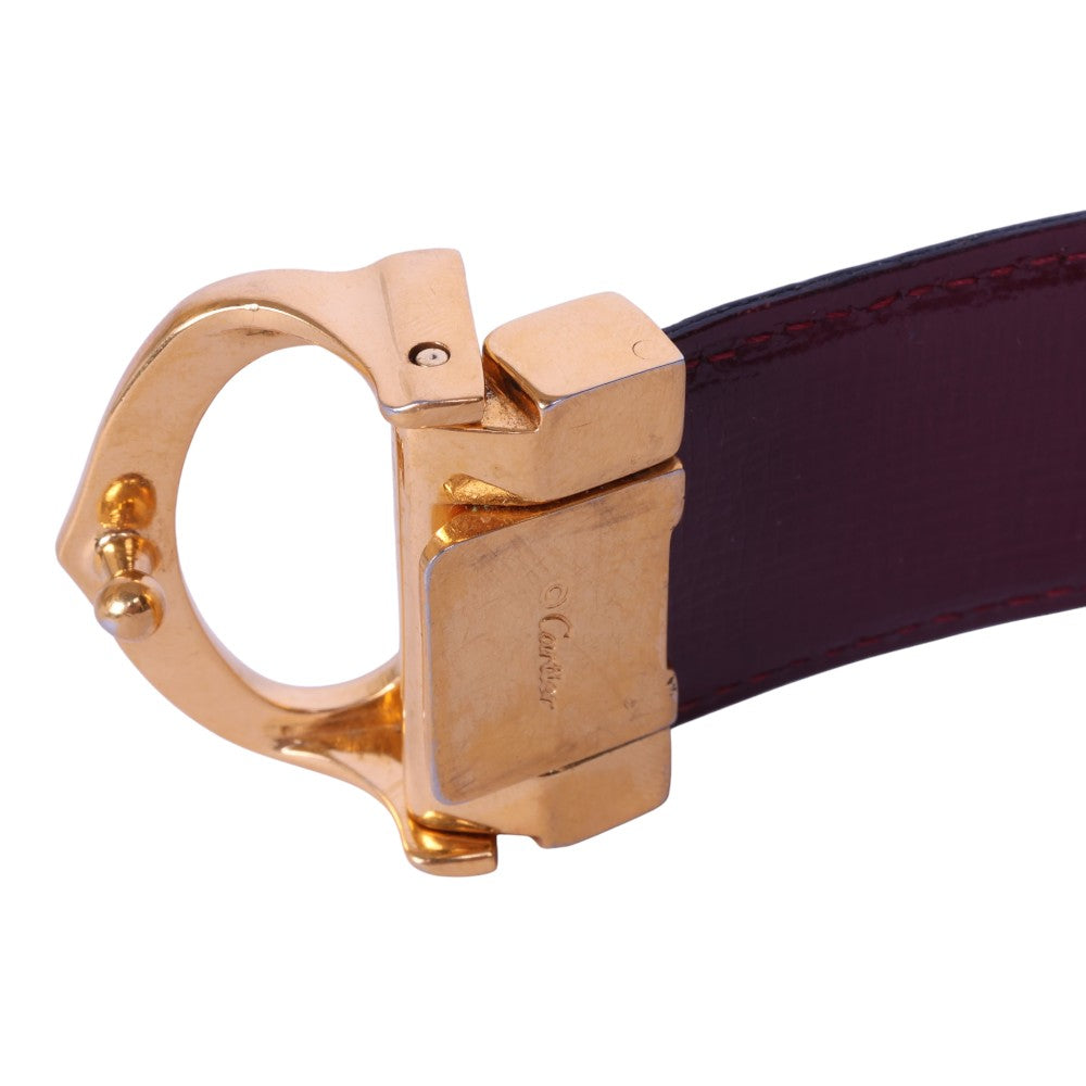 Reversible Leren Riem Zwart/Bordeaux - Goudkleurige C-Gesp