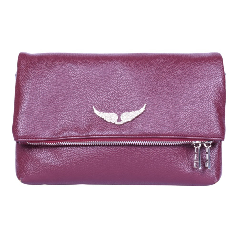 Rocky Grained Leather Schoudertas - Bordeaux