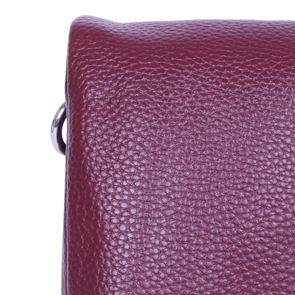 Rocky Grained Leather Schoudertas - Bordeaux