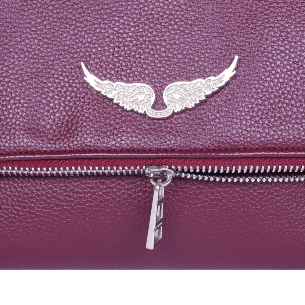 Rocky Grained Leather Schoudertas - Bordeaux