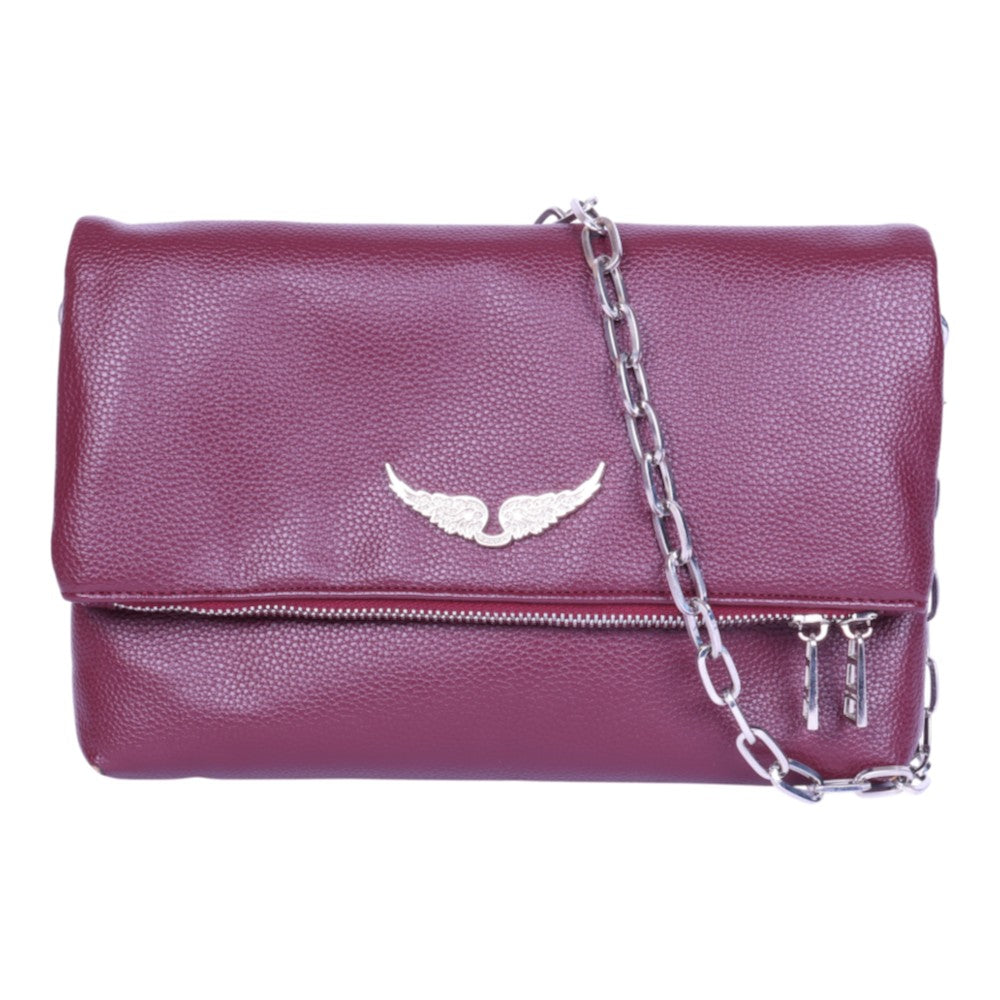 Rocky Grained Leather Schoudertas - Bordeaux