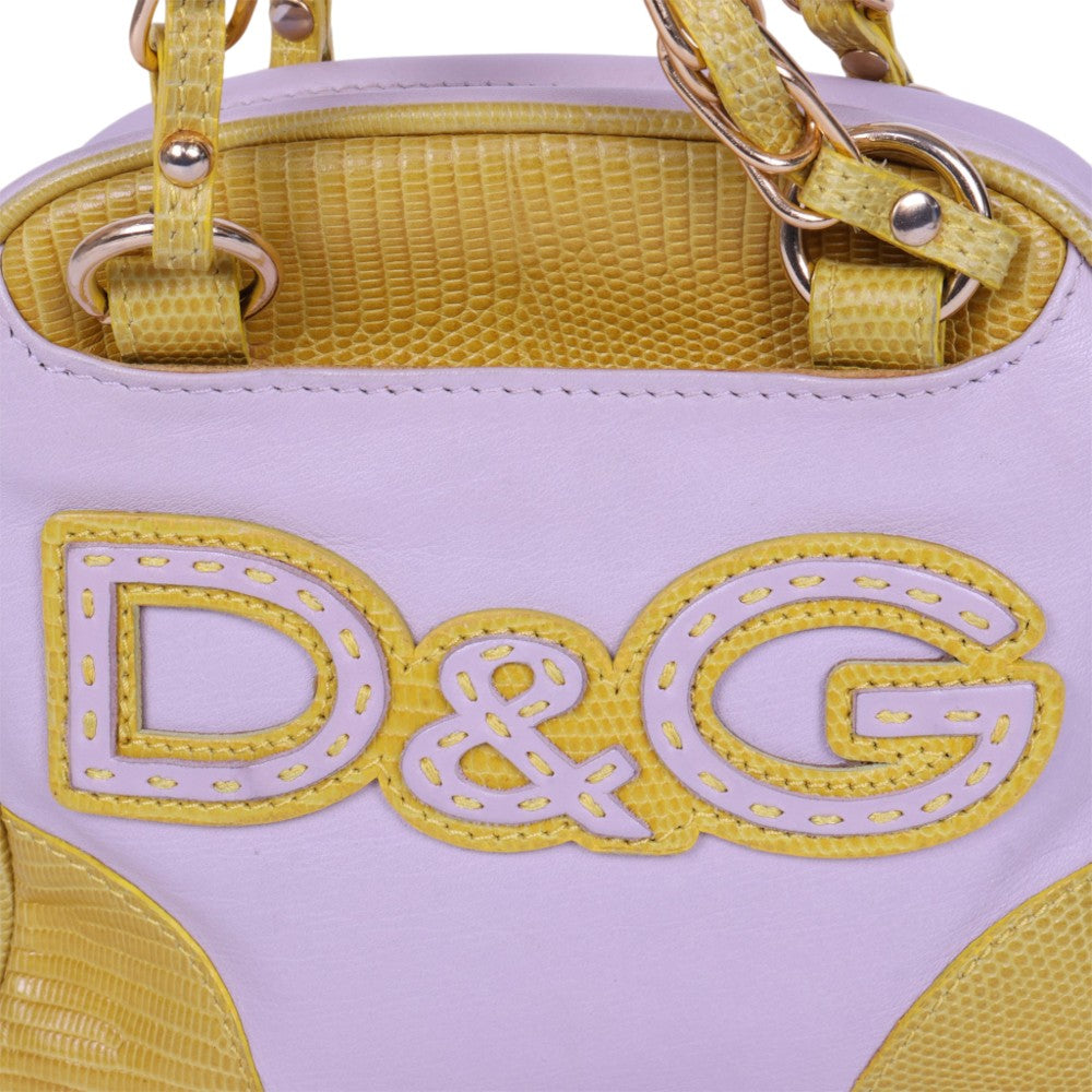 Chain Handle Logo Bag Lila & Geel
