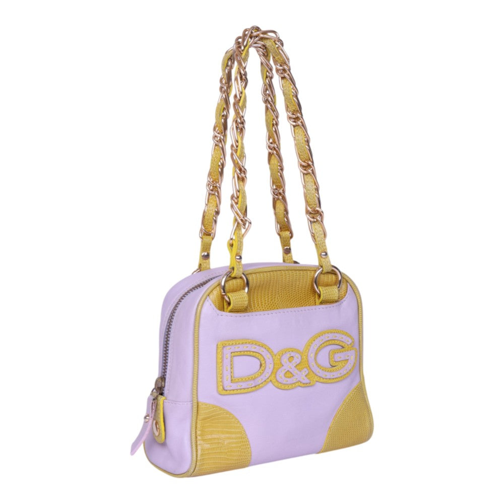 Chain Handle Logo Bag Lila & Geel