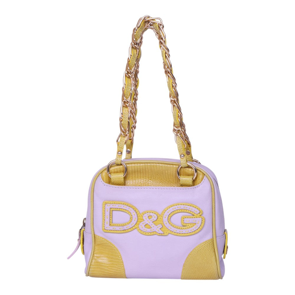 Chain Handle Logo Bag Lila & Geel