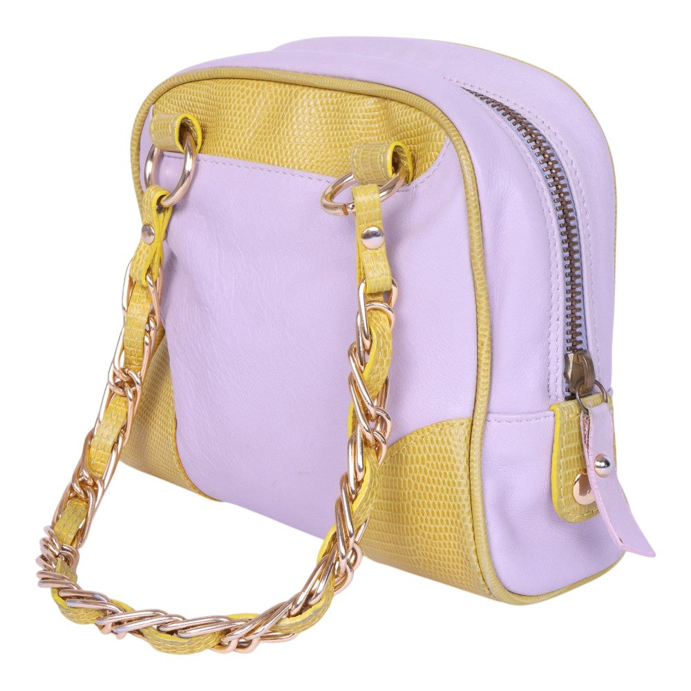 Chain Handle Logo Bag Lila & Geel