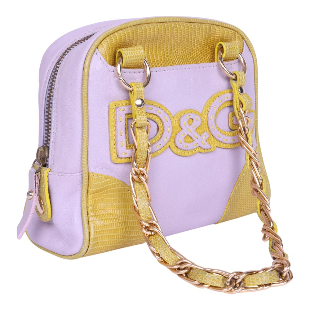 Chain Handle Logo Bag Lila & Geel
